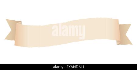 Long stripe or ribbon like parchment with ragged edges. Gradient template design on white background. Stock Vector