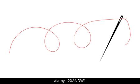 Sewing needle icon with a long black thread illustration Stock Vector ...