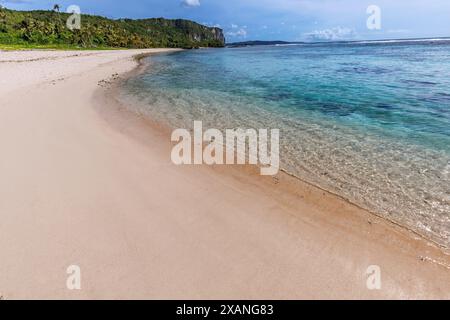 The clear warm waters at Hilaan Beach, Guam, Micronesia, Mariana Islands, Pacific Ocean. Stock Photo