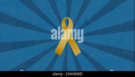 Yellow Ribbon Spinning Image of yellow ribbon over spinning globe on blue background, copy ...