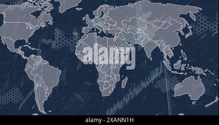 Image of statistics and financial data processing over world map Stock Photo