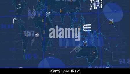 Image of statistics and financial data processing over world map Stock Photo