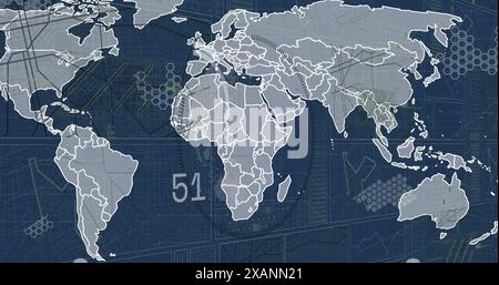 Image of statistics and financial data processing over world map Stock Photo
