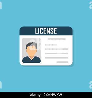 Driver license icon in flat style. Id card vector illustration on isolated background. Person document sign business concept. Stock Vector