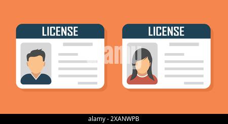 Driver license icon in flat style. Identification document vector illustration on isolated background. Profile card sign business concept. Stock Vector