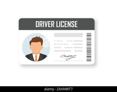 Driver license icon in flat style. Id card vector illustration on isolated background. Person document sign business concept. Stock Vector
