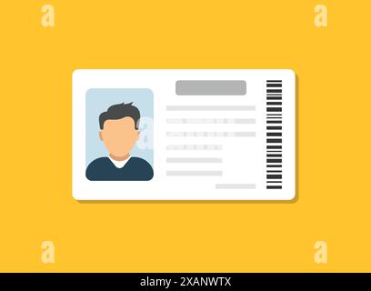 Driver license icon in flat style. Identification document vector illustration on isolated background. Profile card sign business concept. Stock Vector