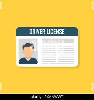 Driver license icon in flat style. Id card vector illustration on isolated background. Person document sign business concept. Stock Vector