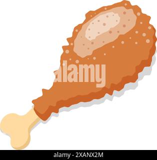 Chicken leg icon in flat style. Fast food menu vector illustration on isolated background. Drumstick sign business concept. Stock Vector