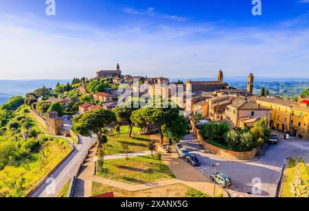 Tuscany, Italy. View of the medieval town of Montalcino from the Fortress. Stock Photo