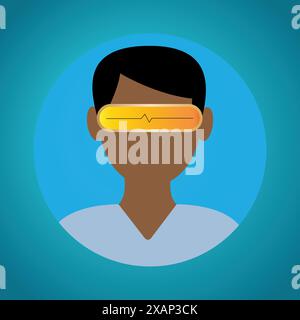 Head of a man with vr glasses, virtual reality concept Stock Vector