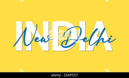 New Delhi in India calligraphy concept vector vector illustration. New Delhi is the capital city of the India Stock Vector