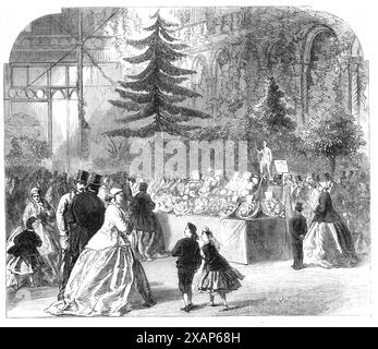 International Exhibition of Fruit at the Horticultural Society's Gardens, South Kensington, [London], 1865. 'As might be expected at this season of the year, the exhibition consisted principally of apples and pears. There were, however, some fine pines [ie pineapples] and numerous good specimens of dried and preserved fruits. The following medals were awarded: The gold medal of the society for the best collection of fruit and vegetables produced in the garden of a Sovereign - awarded to Mr. Thomas Ingram, pro her Majesty the Queen, Windsor. The gold medal of the society for the best collection Stock Photo