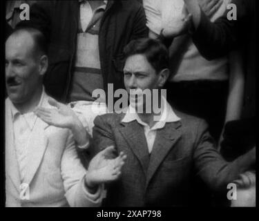 The Duke of York Singing, 1933. The future King George VI singing: 'If I had you on my knee, oh how happy I should be, under the spreading chestnut tree'. From &quot;Time To Remember -  The Time Of The Monster&quot;, 1933  (Reel 2); documentary film about events of 1933, rise of Roosevelt and Hitler. Stock Photo