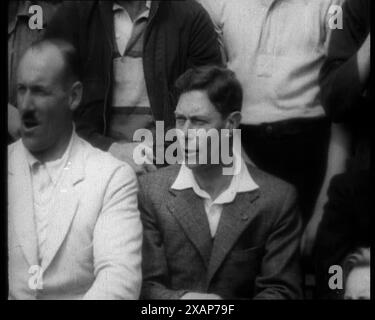 The Duke of York Singing, 1933. The future King George VI singing: 'If I had you on my knee, oh how happy I should be, under the spreading chestnut tree'. From &quot;Time To Remember -  The Time Of The Monster&quot;, 1933  (Reel 2); documentary film about events of 1933, rise of Roosevelt and Hitler. Stock Photo