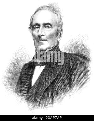 The late Alphonse de Lamartine, French poet and statesman, 1869. Engraving from a photograph by Alexandre Martin. De Lamartine's '...earliest recollections, as an infant, were of the Reign of Terror, when his father, as a Royalist, was imprisoned...[He was appointed] Attach&#xe9; to the French Legation at Florence; next, as Secretary to the Embassy at Naples; and afterwards in London...[His] poetic work, an imitation of Byron, was entitled the &quot;Dernier Chant de Childe Harold.&quot; In this poem...he scornfully reproached the Italians with their degenerate state as a nation; and their sens Stock Photo