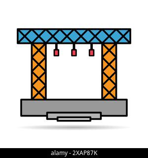 Stage scene constructions shadow icon, web frame podium sign, show design vector illustration . Stock Vector