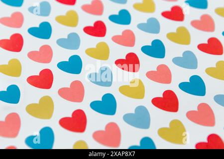 background colored hearts, Many colored hearts, background, texture in the heart Stock Photo