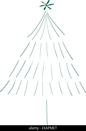 Hand drawn Christmas tree vector illustration. Stock Vector