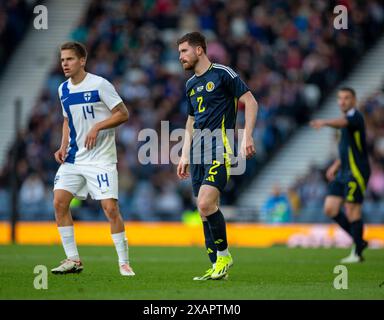 7th June 2024; Hampden Park, Glasgow, Scotland: International Football Friendly, Scotland versus Finland; Anthony Ralston of Scotland Stock Photo