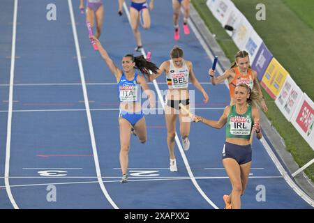 Olympic Stadium, Rome, Italy. 7th June, 2024. 2024 European Athletic Championships, Day 1; Ireland win the 4 x 400m Relay Mixed Final with Chris O'Donnell, Rhasidat Adeleke, Thomas Barr and Sharlene Mawdsley who clinched Ireland's first gold medal at the European Championships since 1998 Credit: Action Plus Sports/Alamy Live News Stock Photo