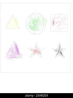 A star, a triangle,a square are painted with a pen Stock Vector