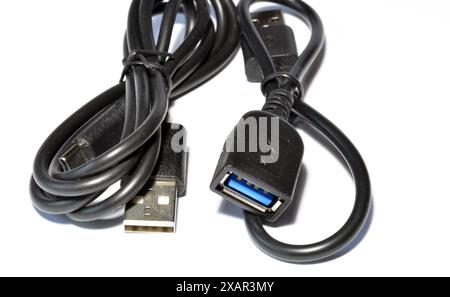 USB cables isolated on white background Stock Photo