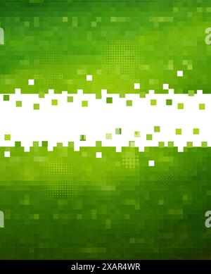 Green background of squares. Not AI, Vector illustration Stock Vector