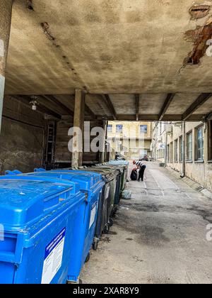 Garbage bins on the streets in Vilnius, Lithuania on June 06, 2024.. High quality photo Stock Photo