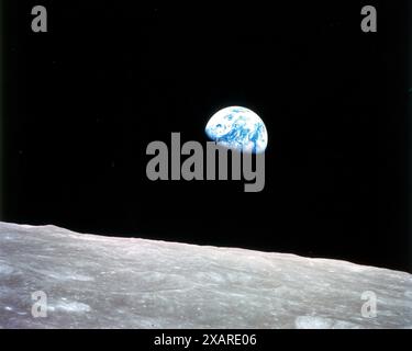 June 8, 2024: William Anders, a NASA astronaut who was part of the 1968 Apollo 8 crew who were the first three people to orbit the moon, has died in a plane crash in Washington state, He was 90 years old. FILE PHOTO: June 26, 2013 - Apollo 8, the first manned mission to the moon, entered lunar orbit on Christmas Eve, December 24, 1968. That evening, the astronauts Commander Frank Borman, Command Module Pilot Jim Lovell, and Lunar Module Pilot William Anders, who took this iconic earthrise photo. Credit: NASA/ZUMA Wire/Alamy Live News Stock Photo