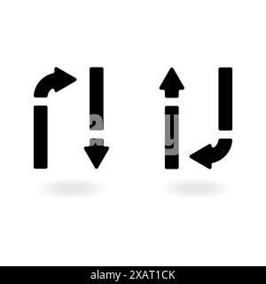 Arrows in different directions vector. Circular arrows vector. Direction sign vector logo. Black arrow on a white background vetkor. Vector illustrati Stock Vector