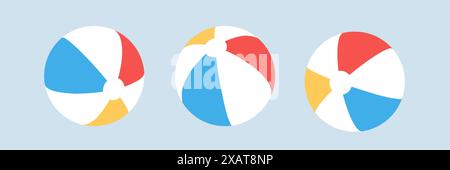 Inflatable ball for beach and water games. Set of beach ball . Beach ball. Flat style Stock Vector