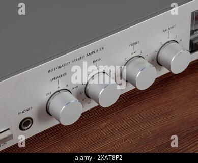 Amplifier Control Panel Close-Up Stock Photo