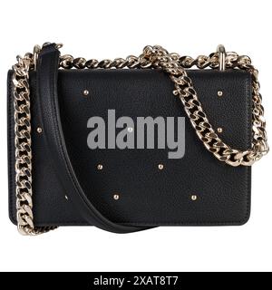 Black Handbag with Gold Chain Stock Photo