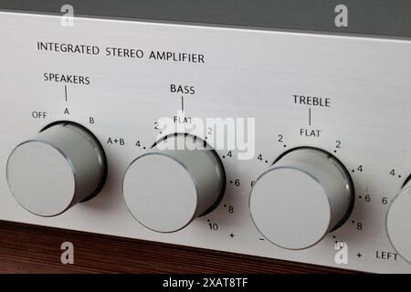 Close-Up of Amplifier Knobs Stock Photo