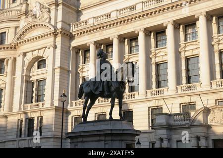 Prince George, Duke of Cambridge (1819-1904) bronze equestrian statue at Whitehall, London, UK.  Commander-in-Chief of the British Army from 1856-1895 Stock Photo