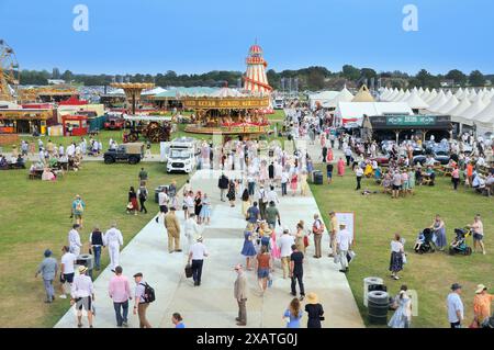 An elevated view of the famous Goodwood Revival event in the English county of West Sussex. Stock Photo