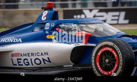 Elkhart Lake, Wi, USA. 8th June, 2024. LINUS LUNDQVIST (R) (8) of Stockholm, Sweden wins the pole for the XPEL Grand Prix at Road America in Elkhart Lake, WI. (Credit Image: © Walter G. Arce Sr./ASP via ZUMA Press Wire) EDITORIAL USAGE ONLY! Not for Commercial USAGE! Stock Photo