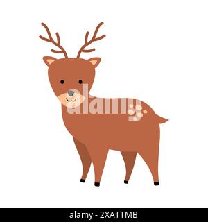 deer animal autumn vector illustration in cartoon style Stock Vector