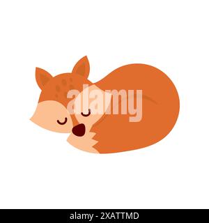 Sleeping fox animal vector illustration in cartoon style Stock Vector