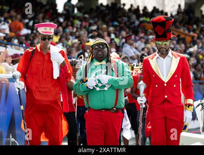 Bridgetown, Barbados. 08th June, 2024. ICC T20 World Cup 2024 - Australia v England Colourful entertainment as Australia take on England in the ICC T20 World Cup at the Kensington Oval, Bridgetown, Barbados. Credit: Ian Jacobs/Alamy Live News Stock Photo