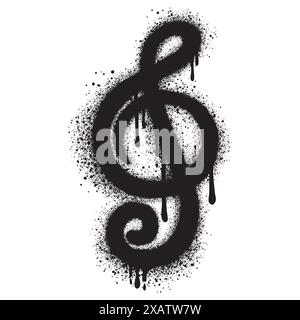 Spray Painted Graffiti treble clef icon Sprayed isolated with a white background. Stock Vector
