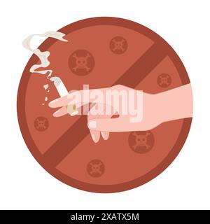 Human Hand Holding a Cigarette for Smoking Prohibited Concept Illustration Clip Art Stock Vector