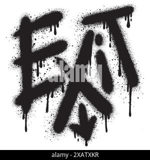 graffiti Exit text sprayed in black over white. Stock Vector