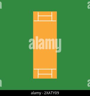Cricket pitch sports field grass. Cricket pitch vector icon Stock Vector