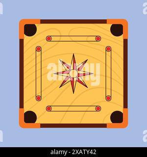 Wooden Carrom Board Game Vector Illustration Carrom game icon Indian carrom board game Stock Vector