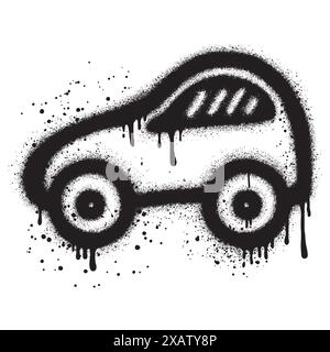 Spray Painted Graffiti car isolated with a white background. EPS 10. Stock Vector