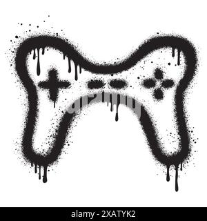 Spray Painted Graffiti joystick Sprayed isolated with a white background. Stock Vector