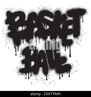 graffiti Basketball text sprayed in black over white. Stock Vector