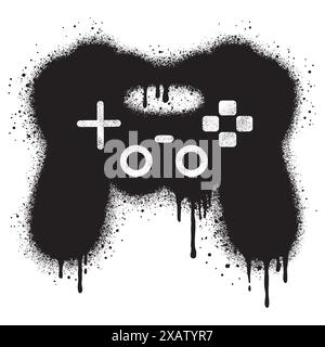 Spray Painted Graffiti joystick Sprayed isolated with a white background. Stock Vector
